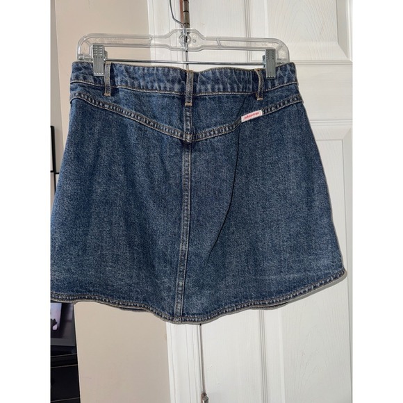 Self Portrait Skirt Button Front Pockets Embellished Blue Jean Skirt - Picture 8 of 16